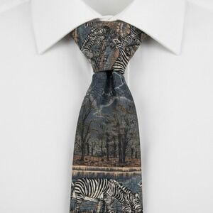 Lost Kingdom Zebra Tie Made In USA Wildlife Necktie 60x3.5 Vintage Safari Africa